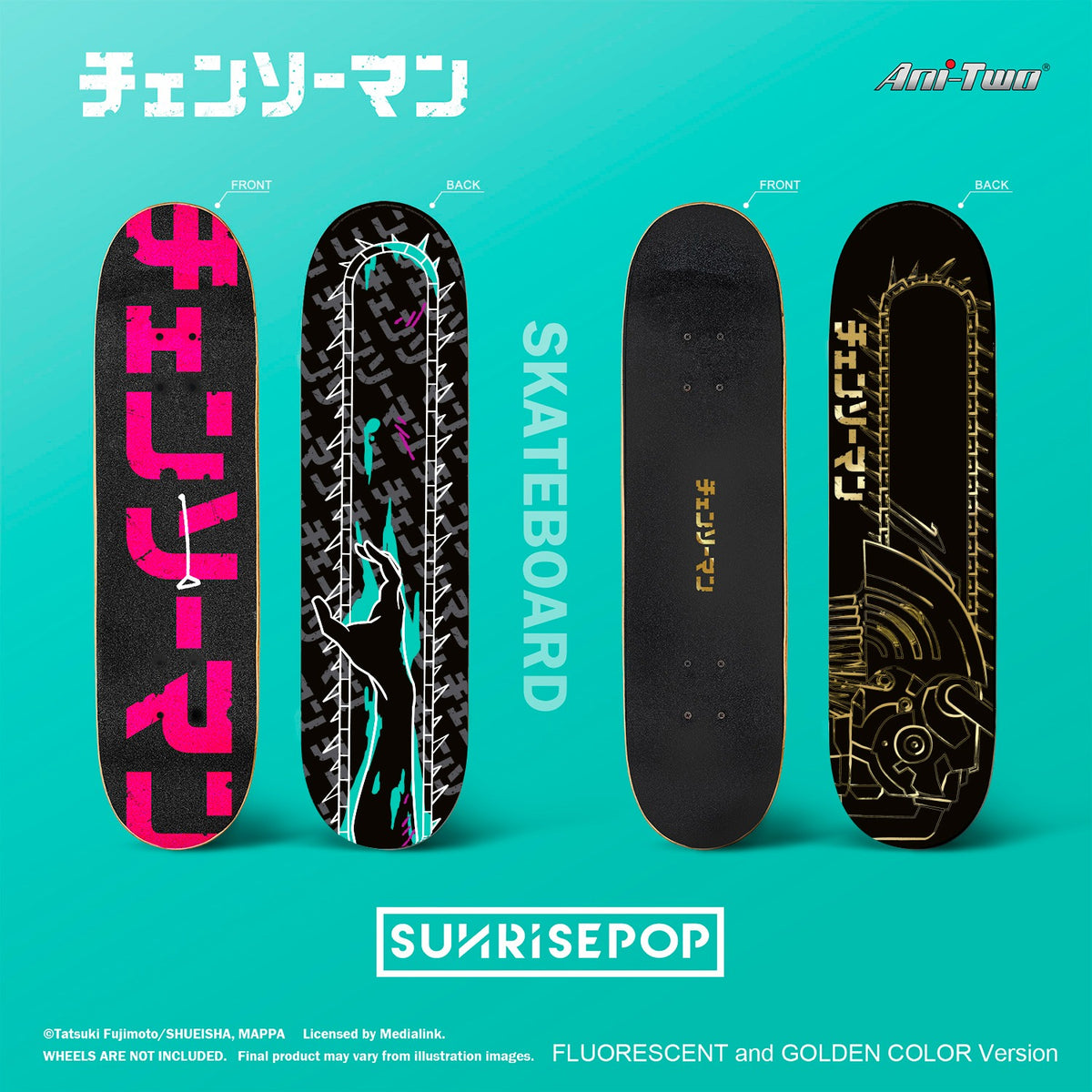 Sunrisepop - Chainsaw Man Skateboard - Chainsaw Man [Luminous