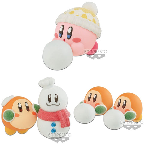 Bandai Fluffy Puffy kirby Mine Petit - Play In The Snow - Set of 3 (A:Kirby B:Waddle Dee C:Waddle Dee)