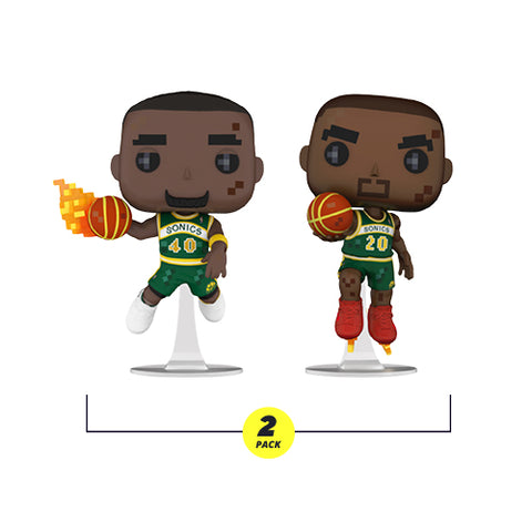 Funko Pop! NBA Jam - Seattle Supersonics - Shawn Kemp & Gary Peyton (8-Bit) (2 Pack)