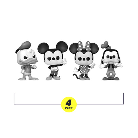 Funko Pop! Disney: Classics - Mickey, Minnie, Donald & Goofy (Black & White) (4 Pack) (International Exclusive)