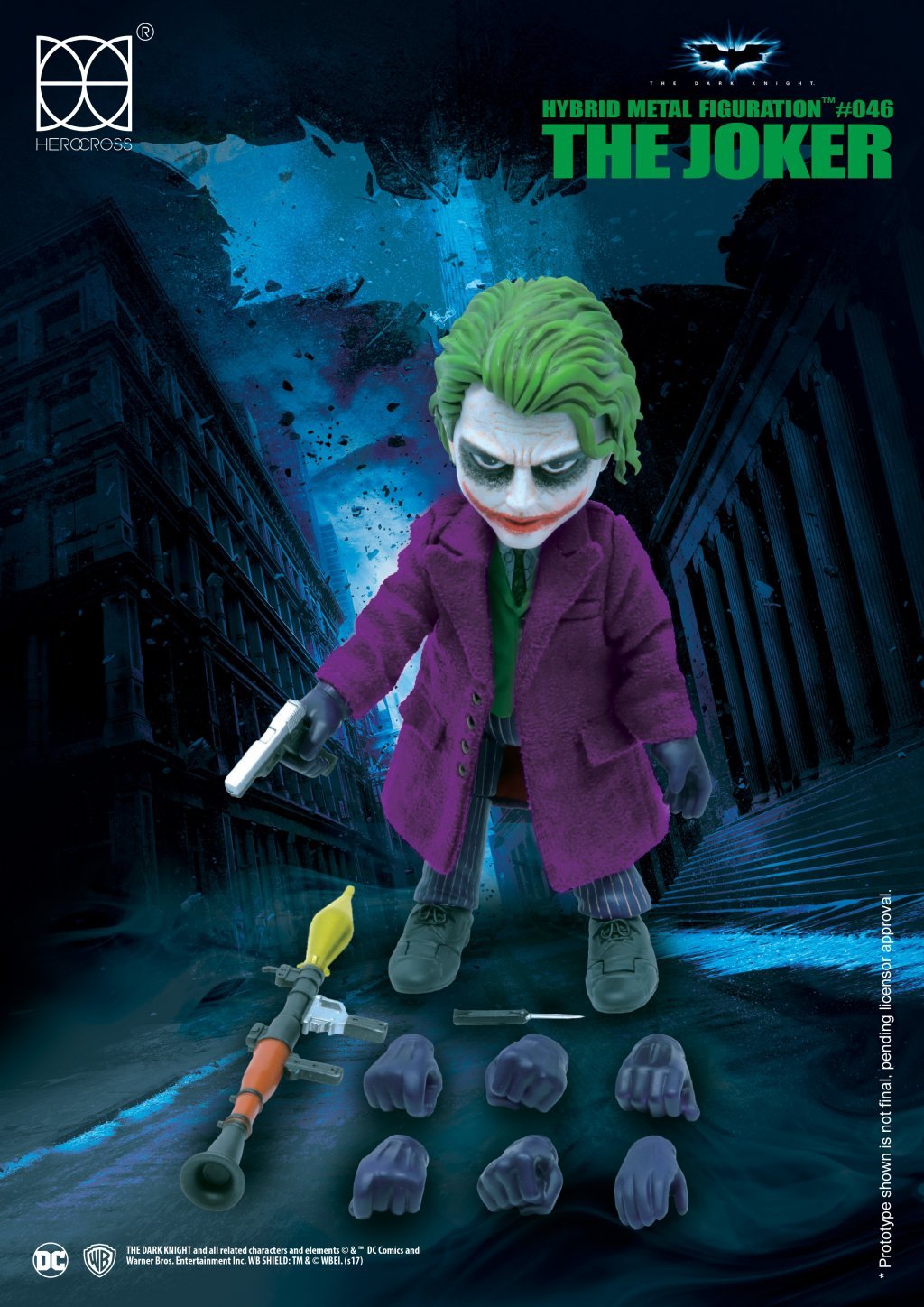 HeroCross Hybrid Metal Figuration DC #046 - The Dark Knight: Joker - Simply Toys