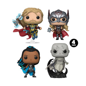 Funko Pop! Marvel - Thor : Love and Thunder 4 Pack - Thor, Mighty Thor, Valkyrie & Gorr (International Exclusive)