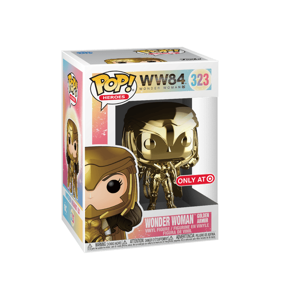 Funko Pop! DC - Wonder Woman 1984 #323 - Wonder Woman Golden Armor (Gold Chrome) (Exclusive) - Simply Toys